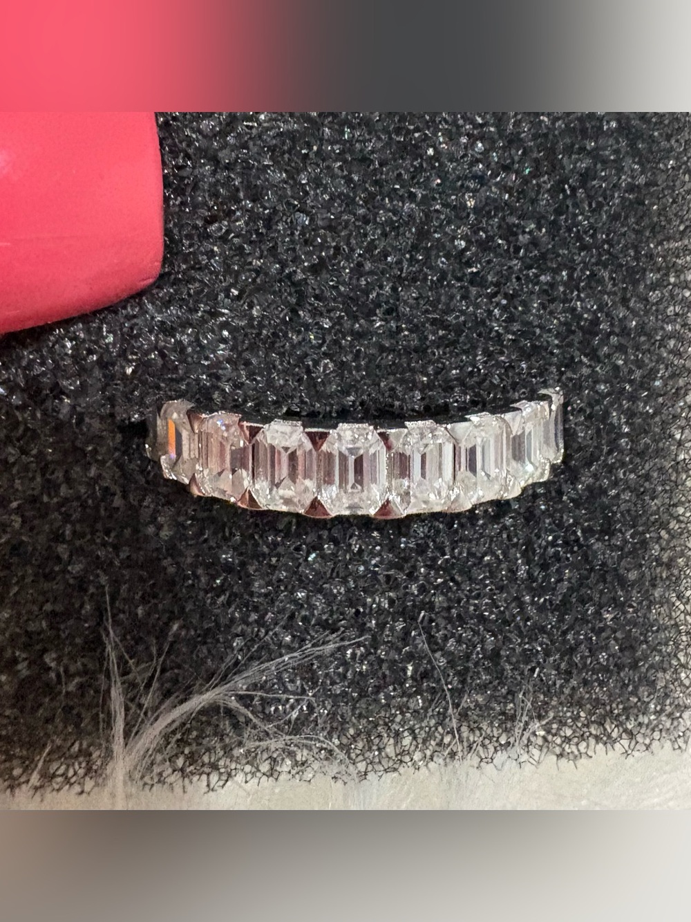 Moissanite And Sterling Silver Eternity Band Size 9